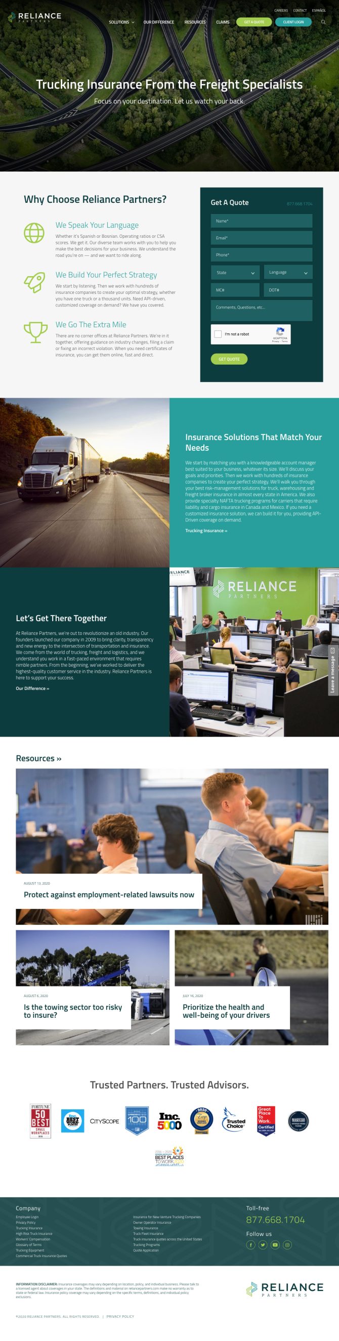 Reliance Homepage